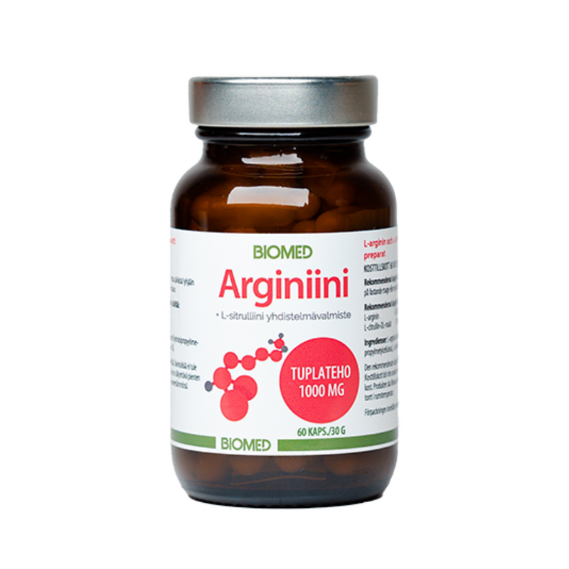 Arginiini+ L-sitrulliini, 60 kaps.-L-Arginiini-Biomed-Aminopörssi