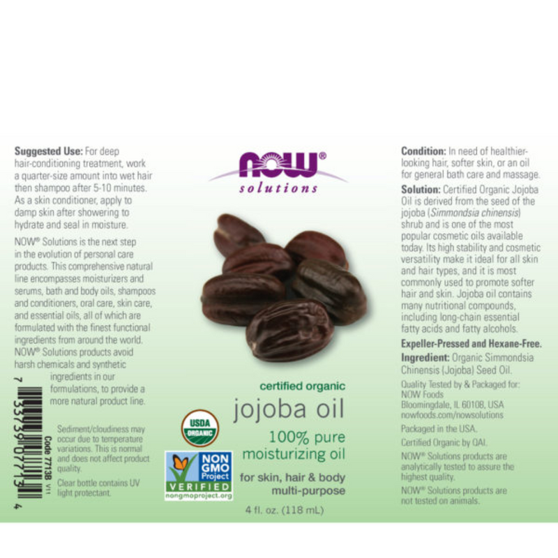 Jojoba Oil, 118 ml-Kosteusvoide-NOW® Foods-Aminopörssi