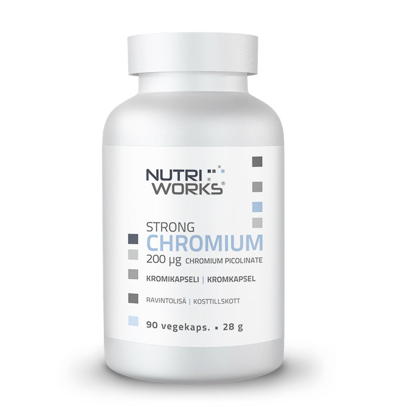 Strong Chromium 200 µg, 90 vegekaps.-Kromi-Nutri Works-Aminopörssi
