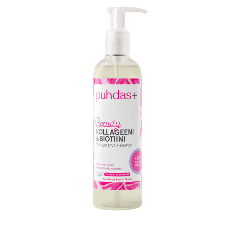 Kollageeni+ Biotiini shampoo & hoitoaine 480 ml-Pesuaine-Puhdas+-Aminopörssi