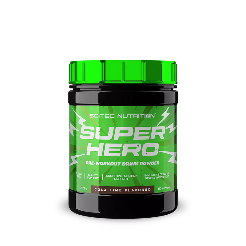 Superhero, 285 g-Pre-Workout-Scitec Nutrition®-Cola-Lime-Aminopörssi