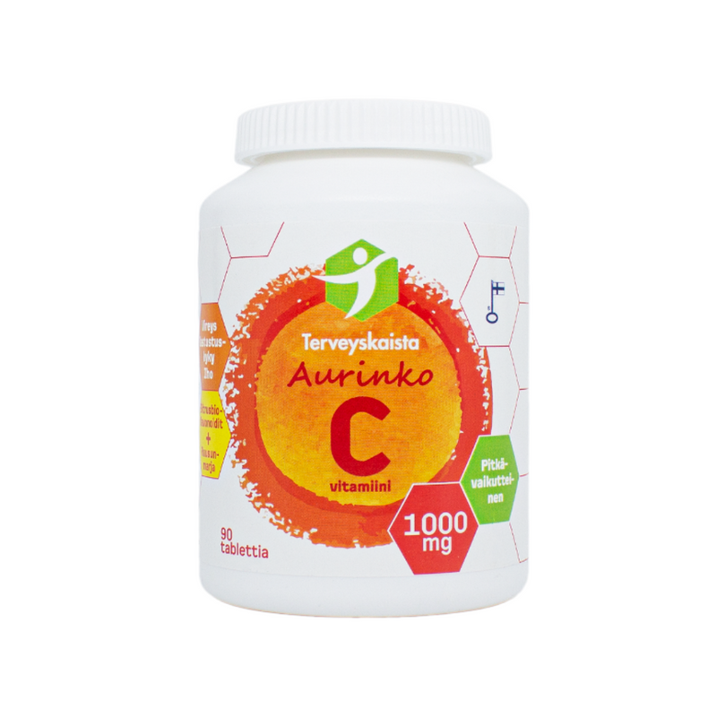 Aurinko C 1000 mg 90 tabl-C-vitamiini-Terveyskaista-Aminopörssi