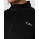 Everyday Long Sleeve 1/4 Stripe Zipper Black-Naisten pitkähihaiset ja hupparit-ICANIWILL-XS-Aminopörssi