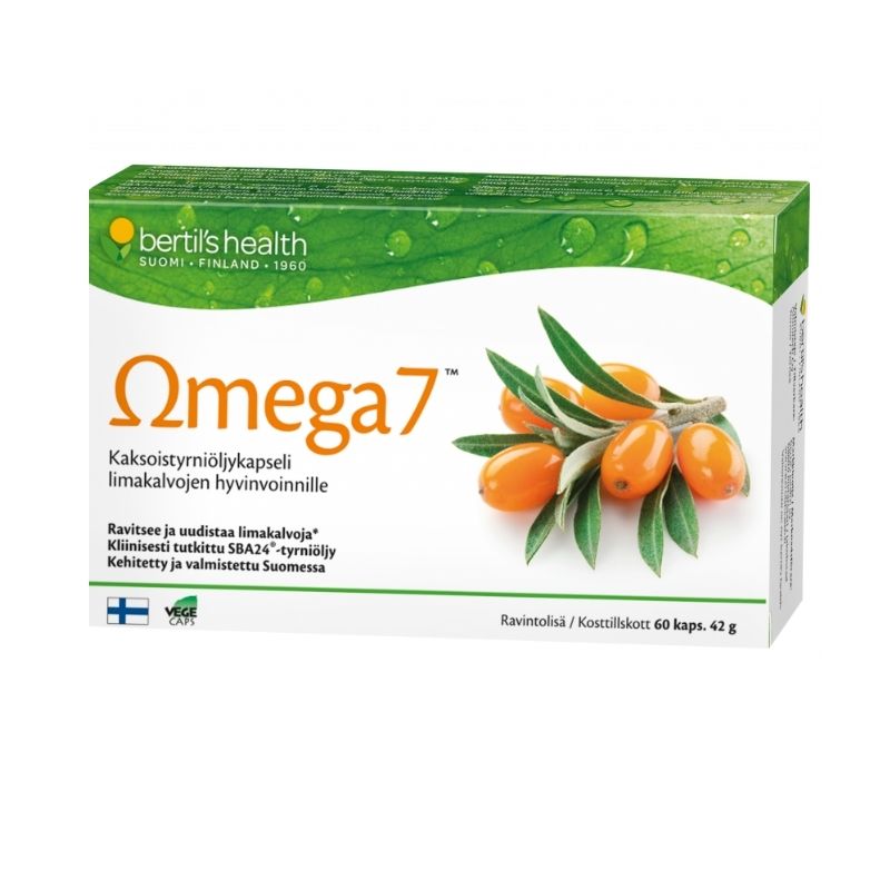 Omega 7 Tyrniöljykapselit, 60 kaps.-Omega7 tyrniöljykapseli-Bertil’s Health-Aminopörssi