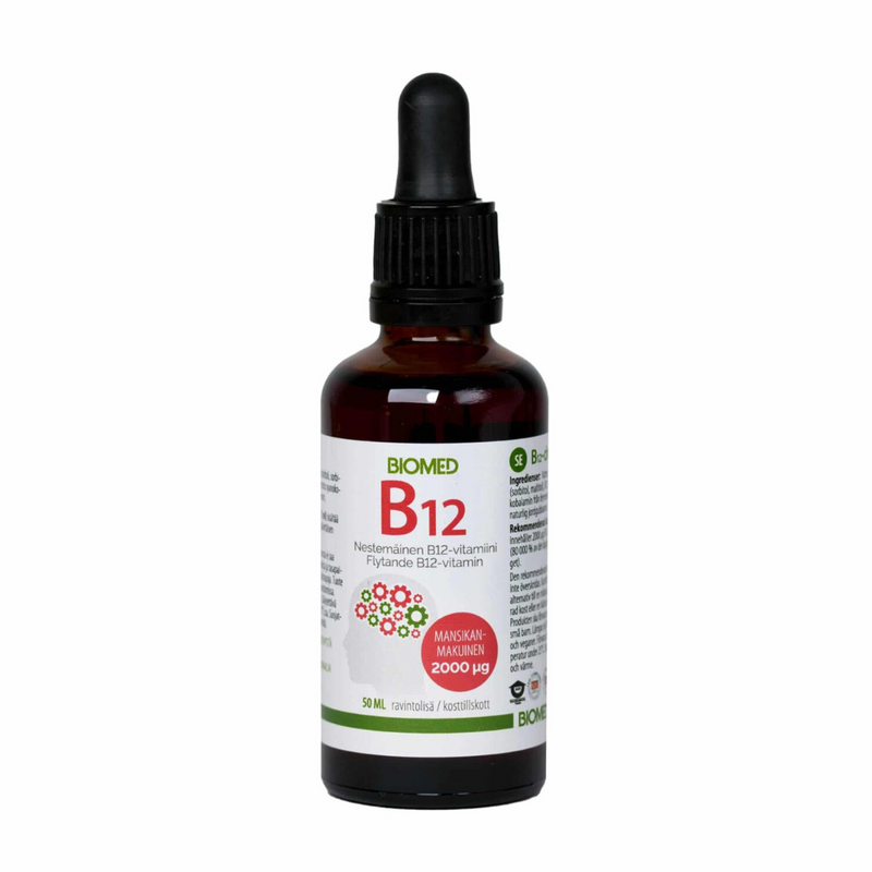 B12-tipat mansikanmakuinen, 50 ml-B12-vitamiini-Biomed-Aminopörssi