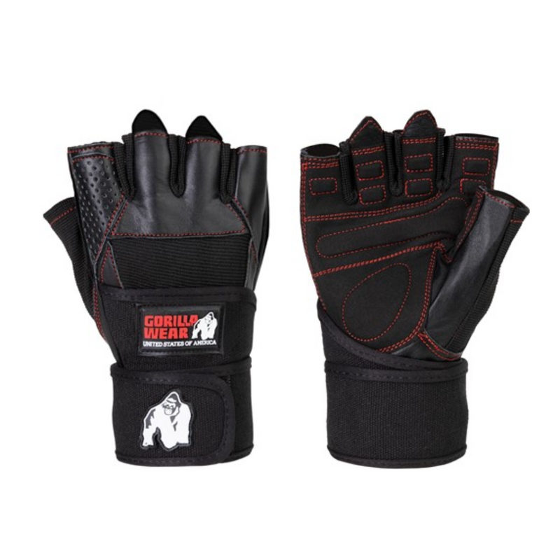 Dallas Wrist Wrap Gloves, black/red stitched-Treenihanska-Gorilla Wear-S-Aminopörssi
