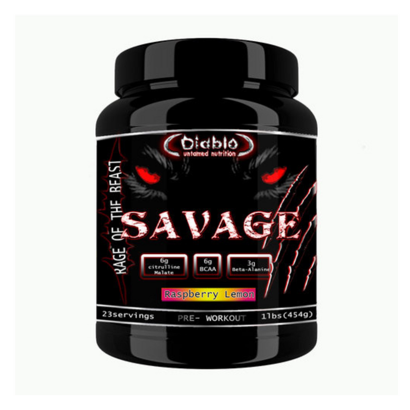Savage Extreme Pre Workout, 454 g-Pre-Workout-Diablo Untamed Nutrition-Raspberry Lemon-Aminopörssi