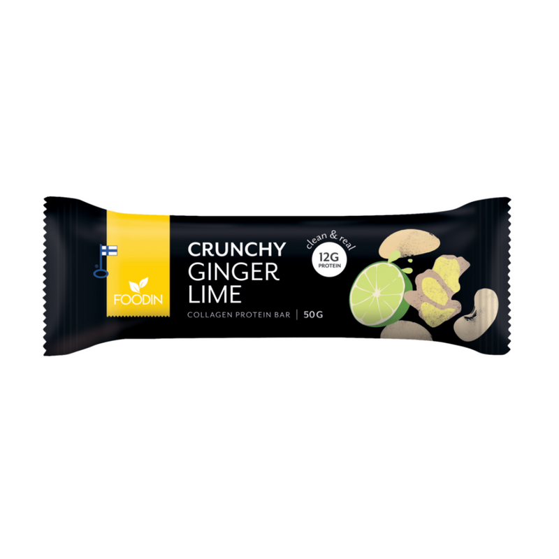 Crunchy Collagen Protein Bar, 50g-Proteiinipatukka-Foodin-Ginger Lime-Aminopörssi