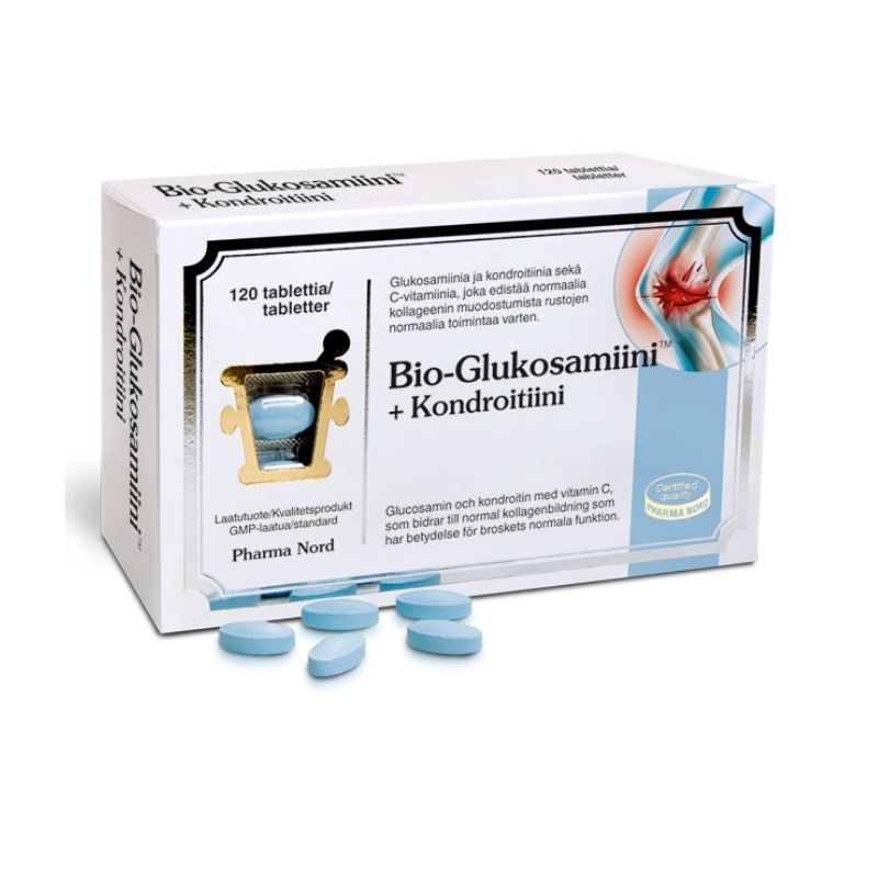 Bio-Glukosamiini+Kondroitiini, 120 tabl.-Nivelten hyvinvointi-Pharma Nord-Aminopörssi