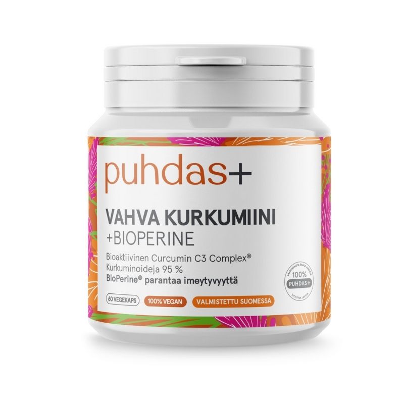 Vahva Kurkumiini + Bioperine®, 60 kaps.-Kurkumiini-Puhdas+-Aminopörssi