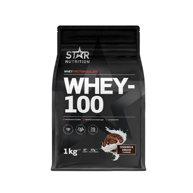 Whey-100®, 1kg-Heraisolaatti-Star Nutrition-Cookies & Cream-Aminopörssi