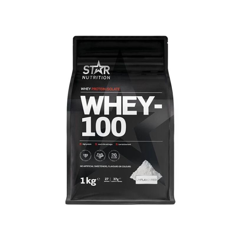 Whey-100®, 1kg-Heraisolaatti-Star Nutrition-Unflavored-Aminopörssi
