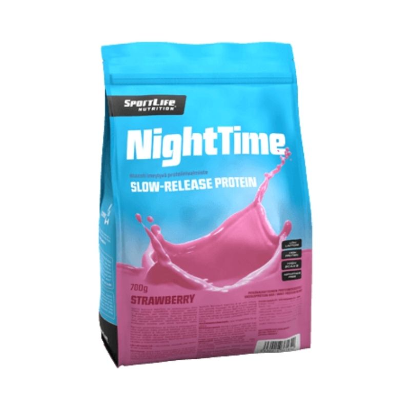 NightTime, 700 g-Yöproteiini-SportLife Nutrition-Strawberry-Aminopörssi
