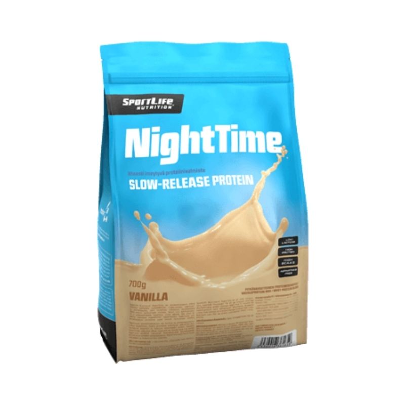 NightTime, 700 g-Yöproteiini-SportLife Nutrition-Vanilla-Aminopörssi