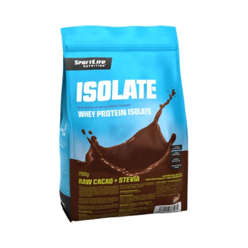 Isolate, 700 g-Heraisolaatti-SportLife Nutrition-Raw Cacao +Stevia-Aminopörssi