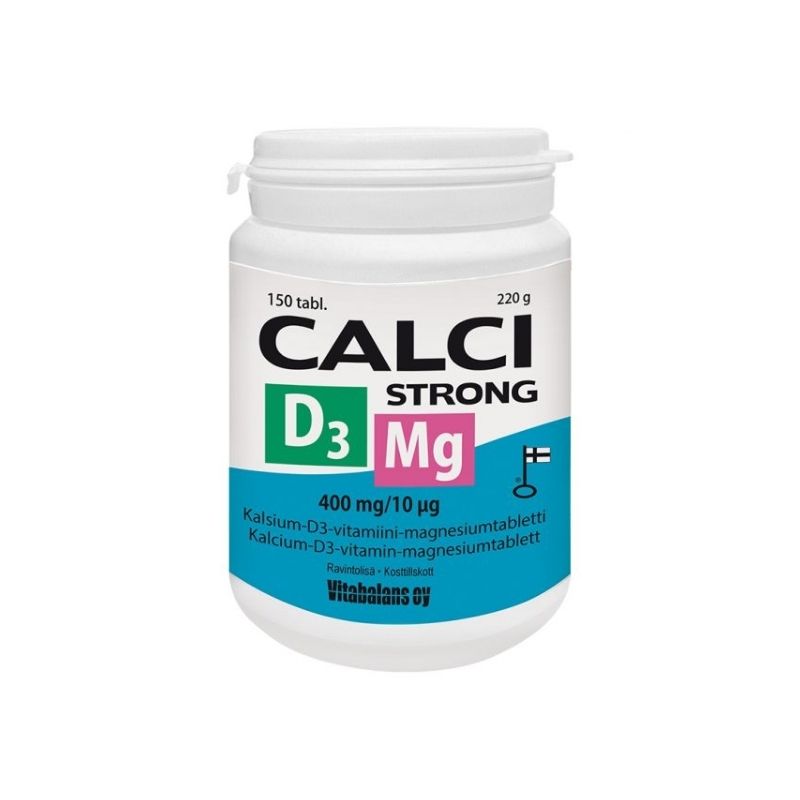 Calci Strong+D3+Mg 400 mg/10µg, 150 tabl.-Kalsium-D-vitamiini-Magnesium-Vitabalans-Aminopörssi