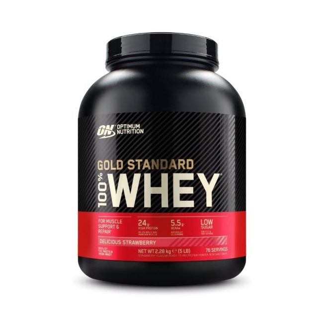 Gold Standard 100 % Whey Protein 2,26 kg-Optimum Nutrition-Delicious Strawberry-Aminopörssi