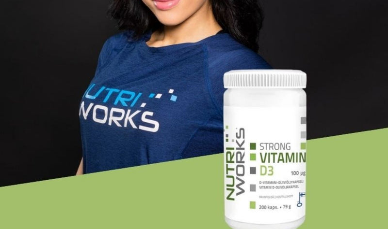 Uutuus: Nutri Works Strong Vitamin D3 100 µg oliiviöljykapselissa
