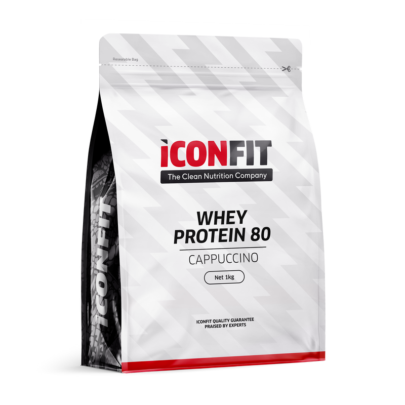 Whey Protein 80, 1kg-Herakonsentraatti-ICONFIT-Cappucino-Aminopörssi