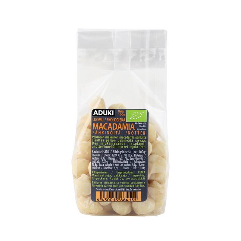 Macadamiapähkinä luomu, 100 g-Pähkinä-Aduki-Aminopörssi