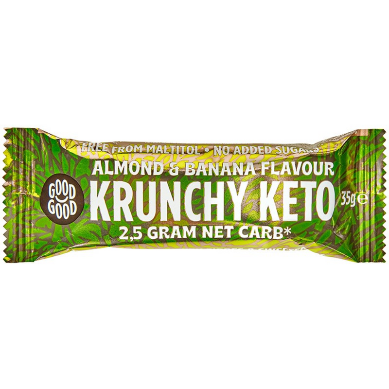 Ketopatukka Krunchy Keto, 35g-Proteiinipatukka-Good Good-Almond Banana-Aminopörssi