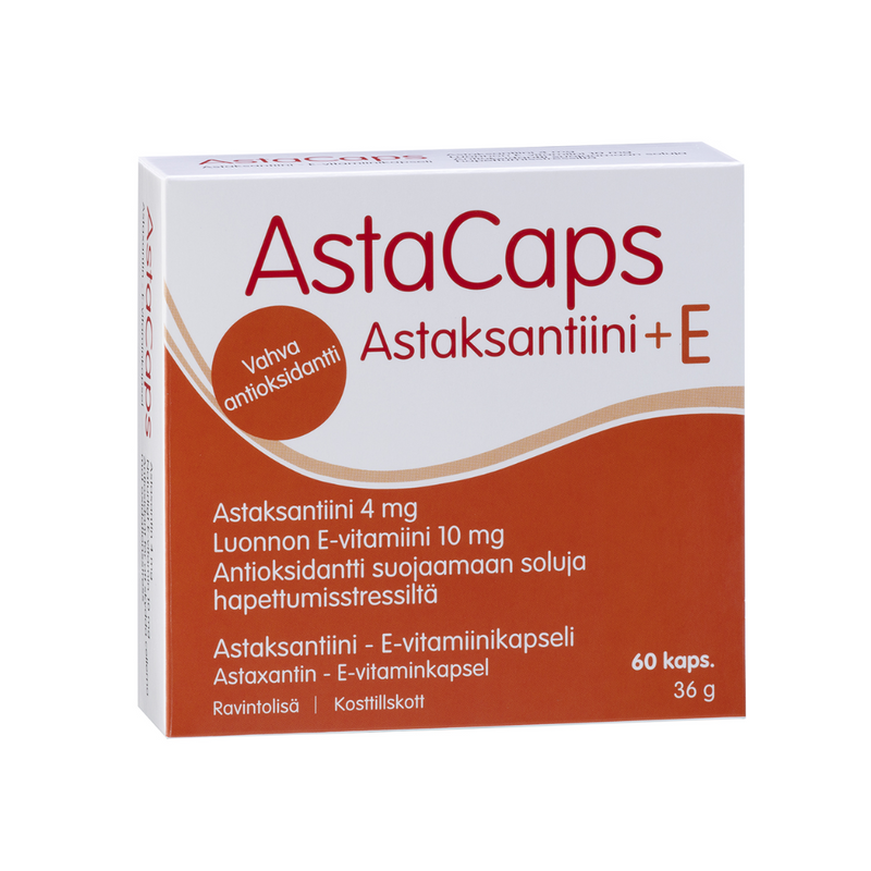 AstaCaps Astaksantiini + E-vitamiini, 60 kaps.-Antioksidantti-Hankintatukku-Aminopörssi