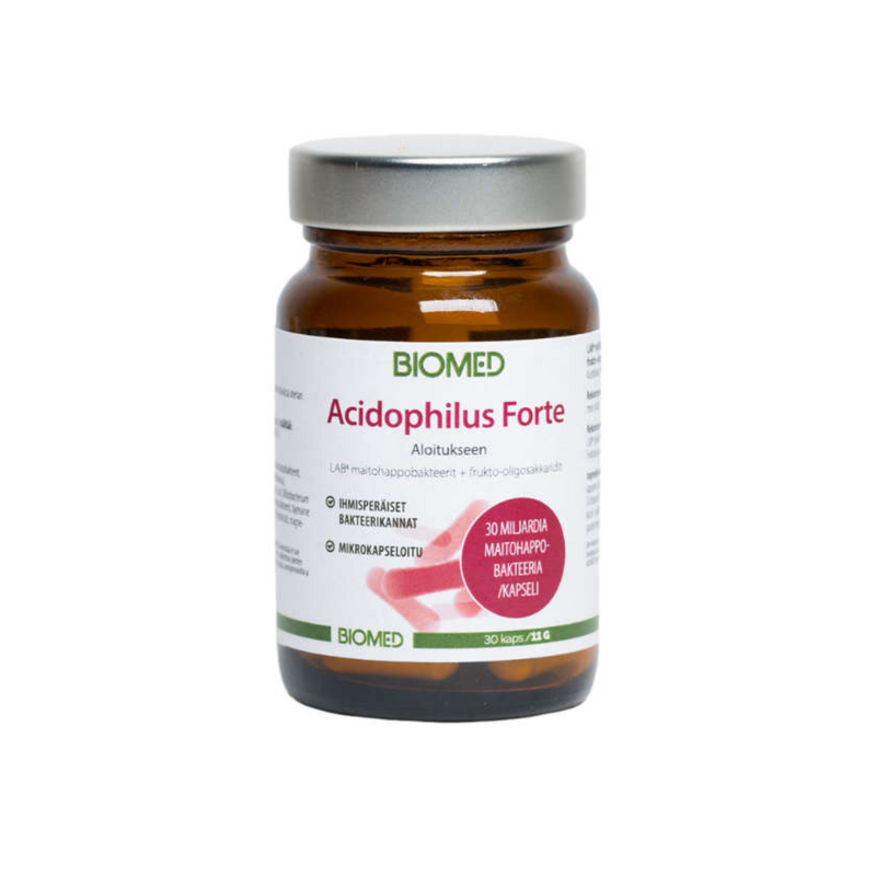 Biomed Acidophilus Forte, 30 kaps.-Maitohappobakteeri-Biomed-Aminopörssi