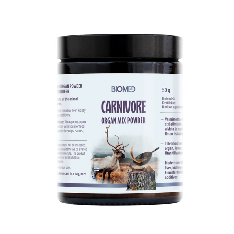 Carnivore Organ Mix Powder (Sisäelinjauhe), 50 g-Sisäelinjauhe-Biomed-Aminopörssi