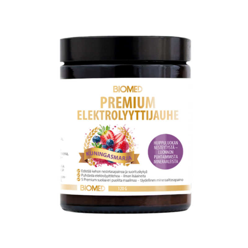 Biomed Premium Elektrolyyttijauhe 120 g-Elektrolyyttijauhe-Biomed-Kuningasmarja-Aminopörssi