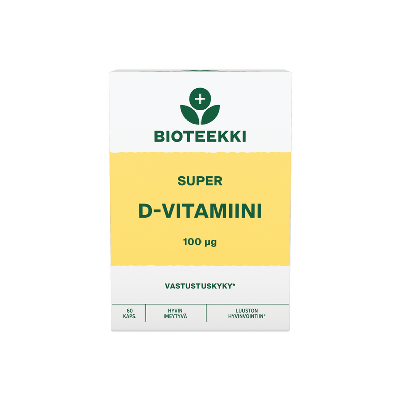 Super D-vitamiini 100 µg, 60 kaps.-D-vitamiini-Bioteekki-Aminopörssi