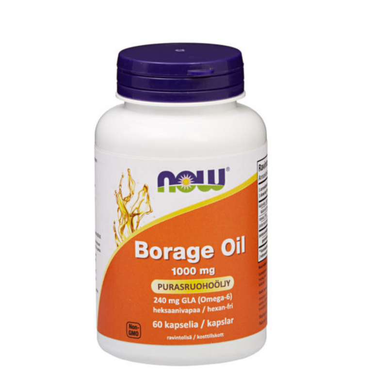 Borage Oil, 60 kaps.-Kasviöljy-NOW® Foods-Aminopörssi