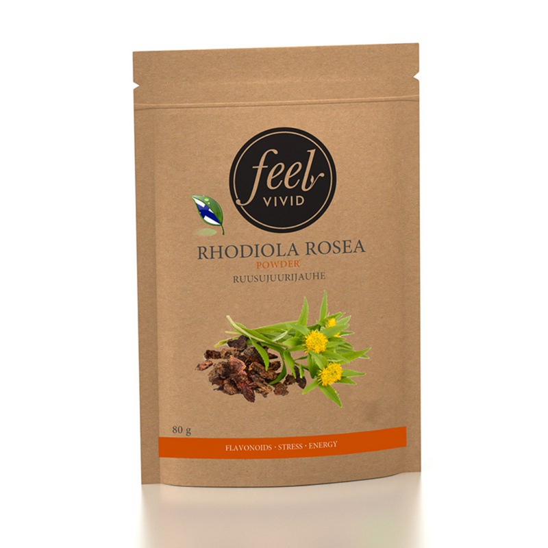 Rhodiola Rosea Ruusujuurijauhe, 80 g-Ruusujuuri-Feel Vivid-Aminopörssi