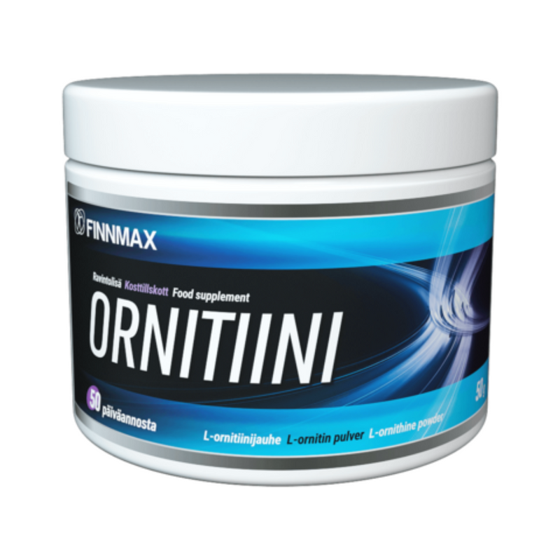 Ornitiini, 50 g-L-Ornitiini-FinnMax-Aminopörssi
