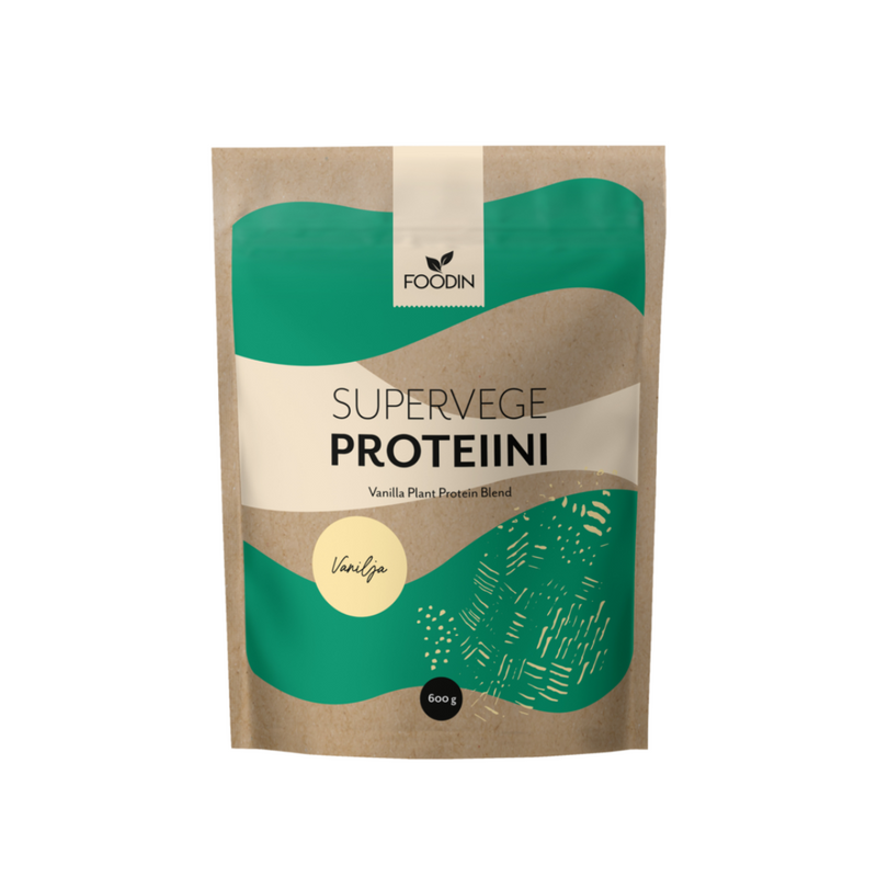 Foodin Supervege kasviproteiinisekoitus, 600 g-Kasviproteiinisekoitus-Foodin-Vanilja-Aminopörssi