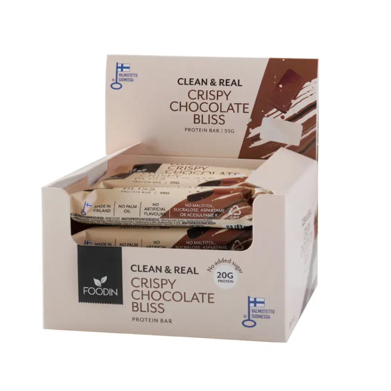 Foodin Clean & Real Proteiinipatukka laatikko 12-pack-Proteiinipatukka-Foodin-Double Chocolate Cashew-Aminopörssi