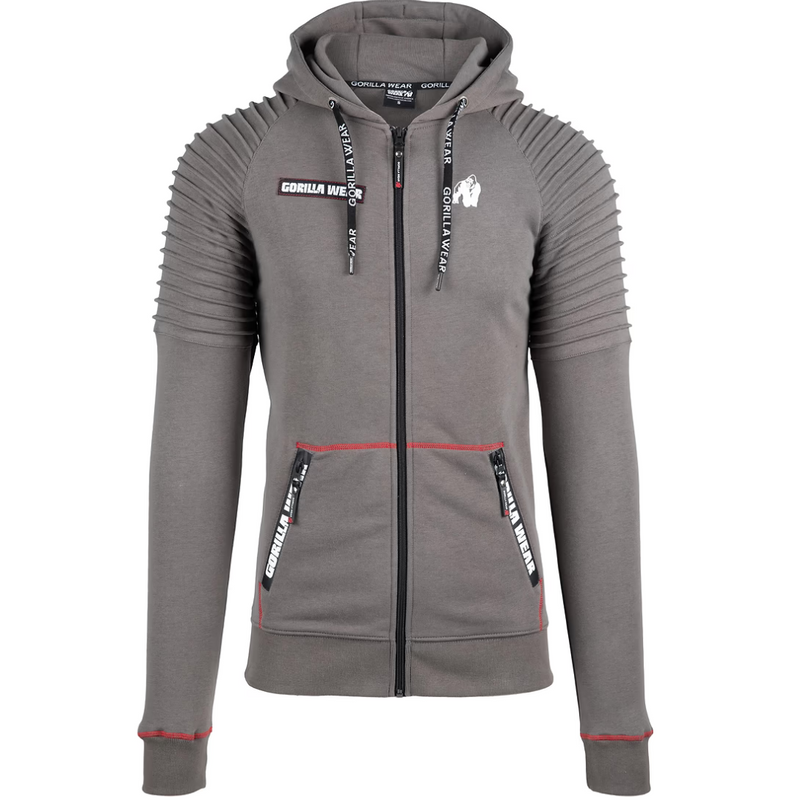 Georgia Zipped Hoodie, Gray-Miesten hupparit ja pitkähihaiset-Gorilla Wear-M-Aminopörssi