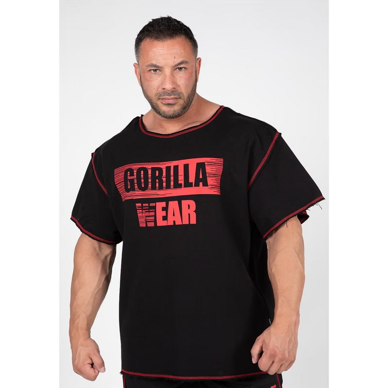 Wallace Workout Top - Black - Red-Miesten T-paita-Gorilla Wear-S/M-Aminopörssi