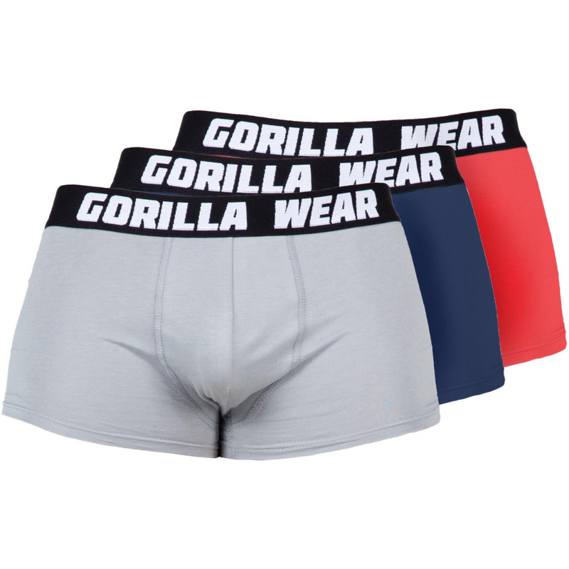 Boxer Shorts 3 pack gray-navy-red-Miesten bokserit-Gorilla Wear-S-Aminopörssi