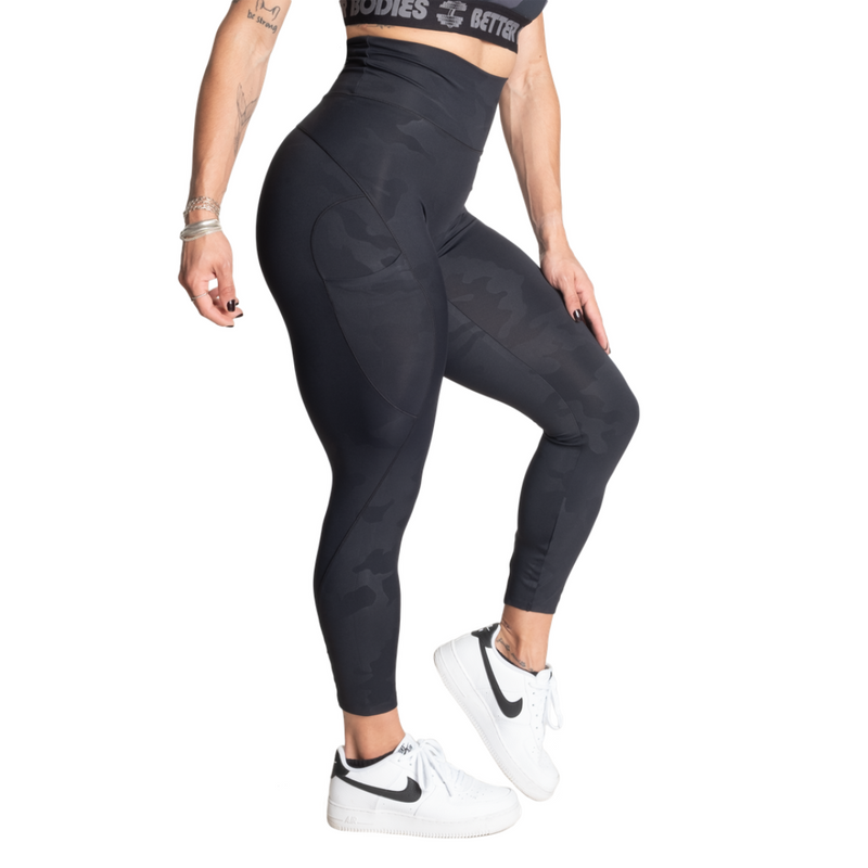 High waist leggings, Black Camo-Naisten trikoot ja leggingsit-Better Bodies-XS-Aminopörssi