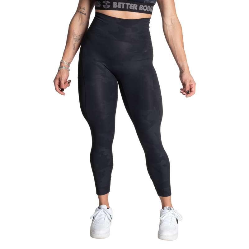 High waist leggings, Black Camo-Naisten trikoot ja leggingsit-Better Bodies-XS-Aminopörssi