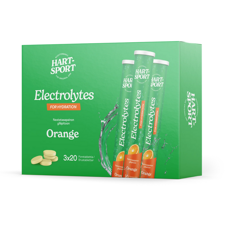 Hart-Sport Electrolytes Pore säästöpakkaus 3 x 20 tabl.-Elektrolyyttijauhe-Hart-Sport-Appelsiini-Aminopörssi