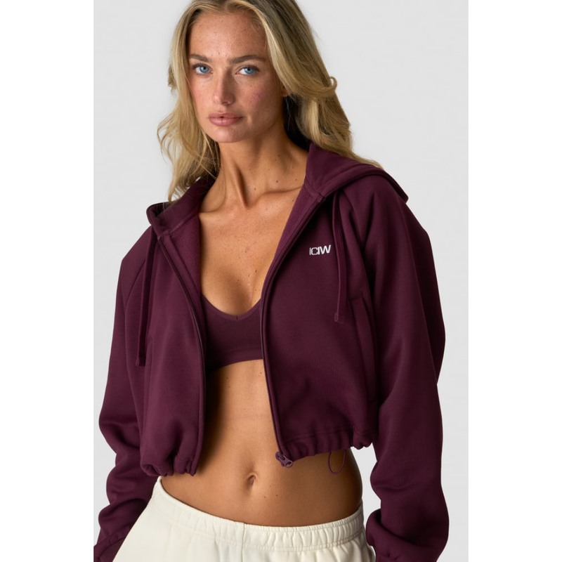 ICIW Everyday Cropped Zipper W Dark Mahogany-Naisten pitkähihaiset ja hupparit-ICANIWILL-XS-Aminopörssi