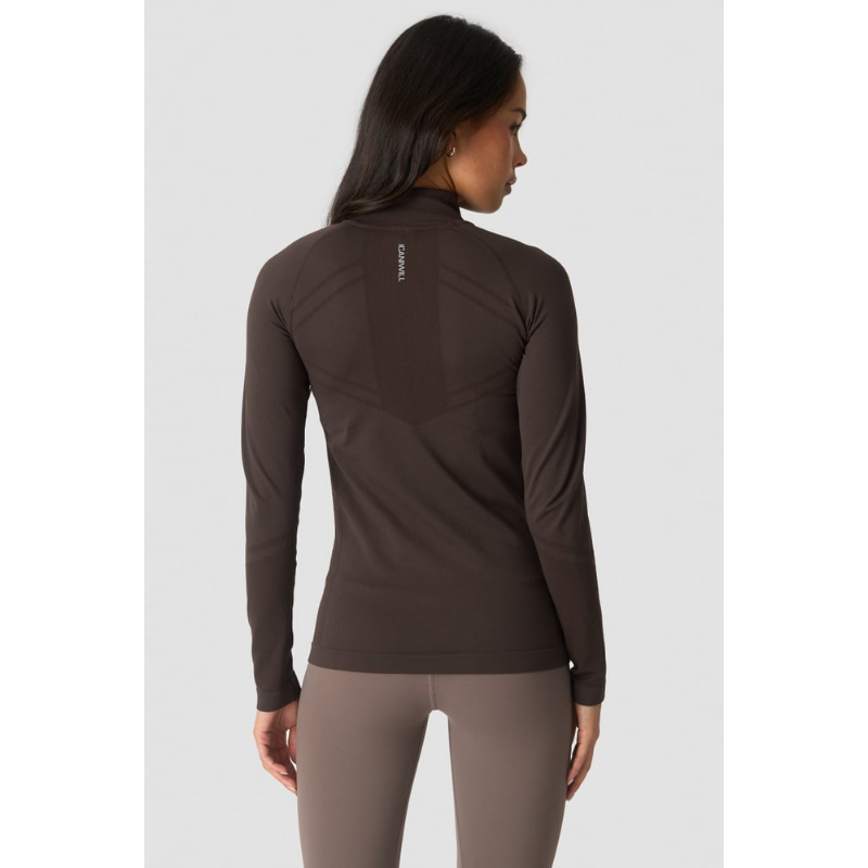 ICIW Define Seamless 1/4 Zip Chocolate Brown-Naisten pitkähihaiset ja hupparit-ICANIWILL-XS-Aminopörssi