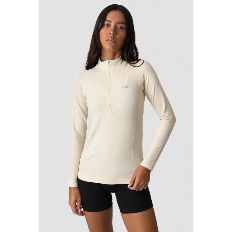 ICIW Define Seamless 1/2 Zip Cream-Naisten pitkähihaiset ja hupparit-ICANIWILL-XS-Aminopörssi