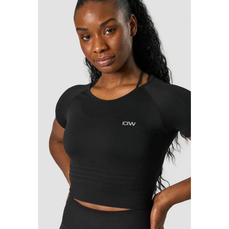 ICIW Define Seamless Cropped T-shirt Black-Naisten lyhythihaiset ja topit-ICANIWILL-XS-Aminopörssi
