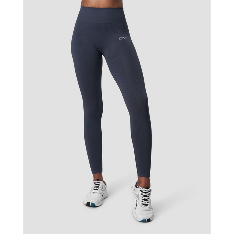 ICIW Ribbed Define Seamless Tights Black-Naisten trikoot ja leggingsit-ICANIWILL-XL-Aminopörssi