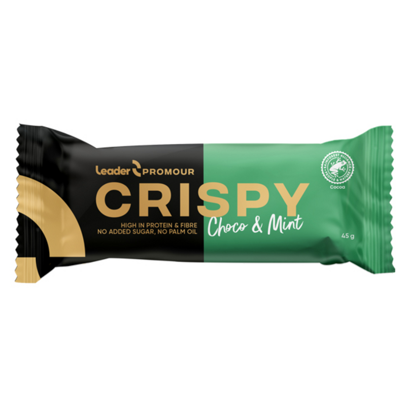 Promour Crispy, 45g-Proteiinipatukka-LEADER-Choco Mint-Aminopörssi