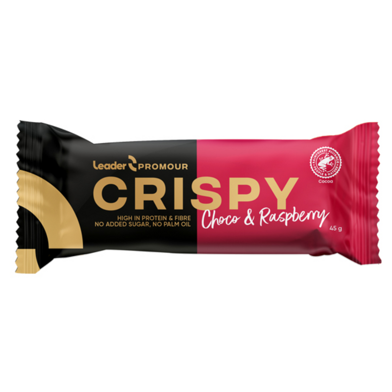Promour Crispy, 45g-Proteiinipatukka-LEADER-Choco Raspberry-Aminopörssi