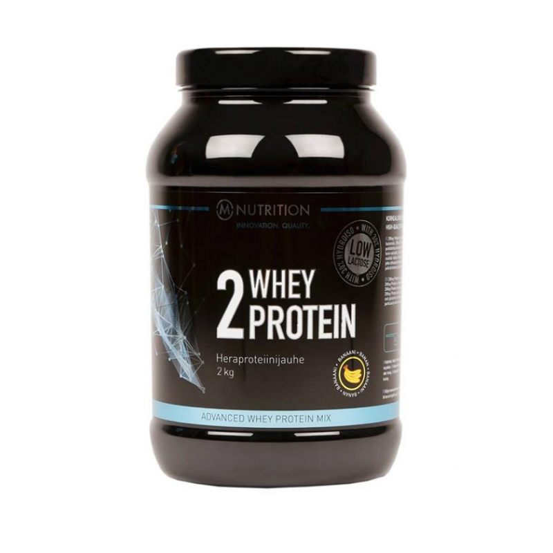 2Whey Protein, 2kg-Heraproteiinisekoitus-M-Nutrition-Banaani-Aminopörssi
