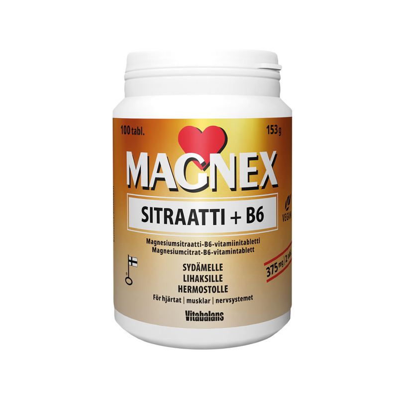Magnex Sitraatti+B6, 100 tabl.-Magnesium-Vitabalans-Aminopörssi